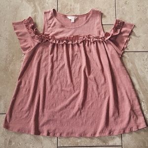 3/$12 LC Lauren Conrad cold shoulder ruffle top